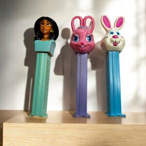 3 Vintage Pez Dispensers, Jasmine and 2 Easter Bunnies from 1990s